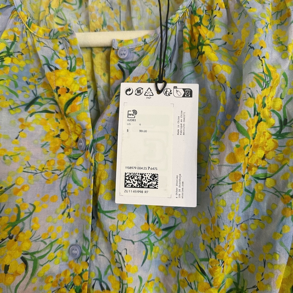 & Other Stories Women's Puff Sleeve Blouse 100% cotton NEW SIZE 6 - Picture 4 of 6